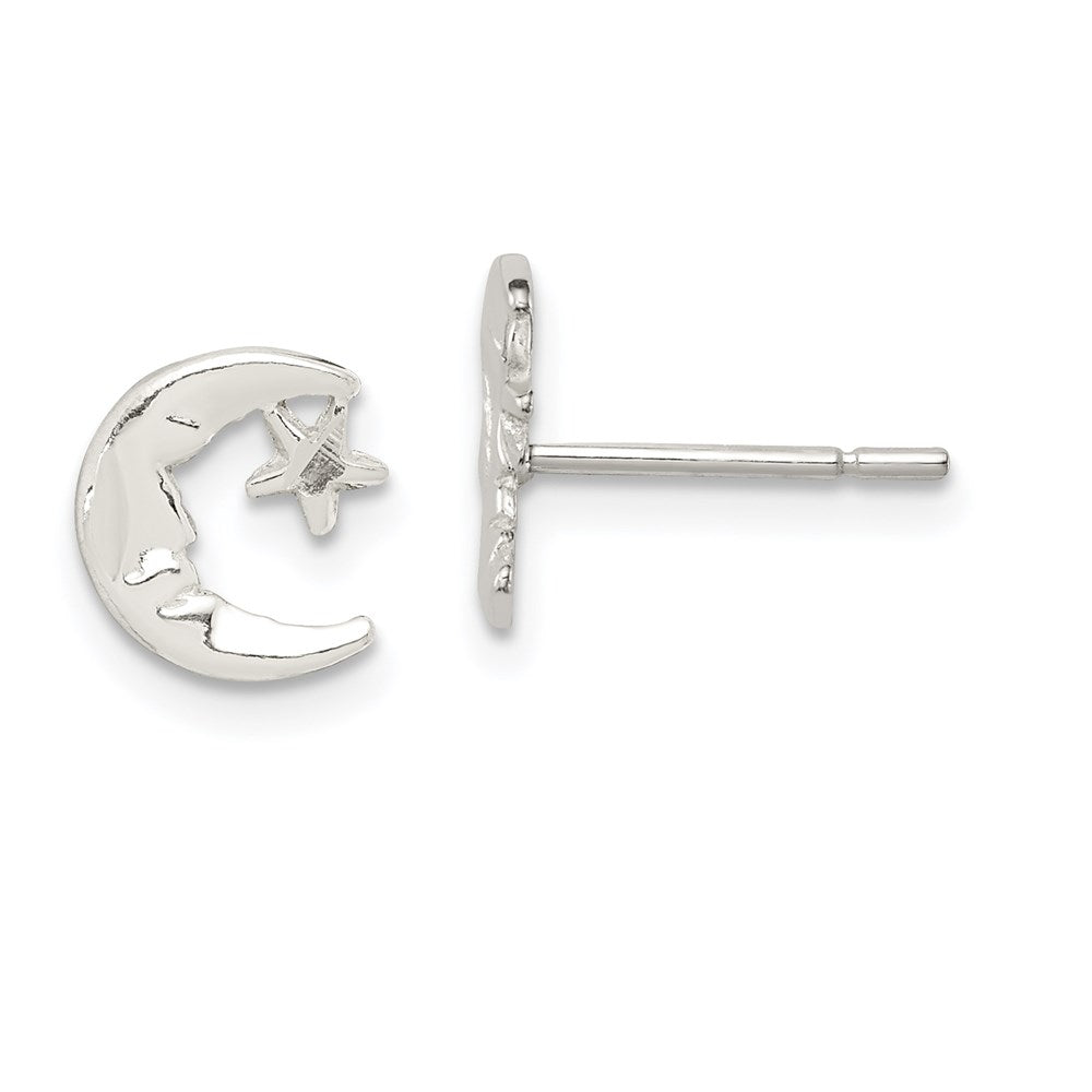 Sterling Silver Moon And Star Mini Earrings