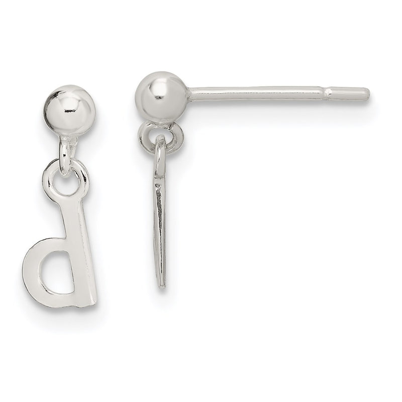 Sterling Silver Polished D Dangle Post Earrings