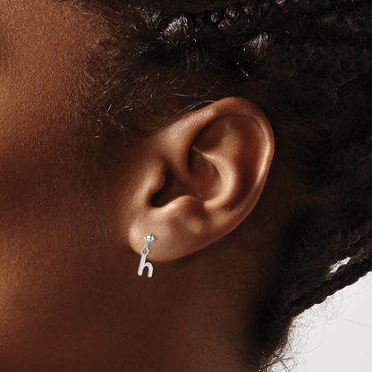 Sterling Silver Polished H Dangle Post Earrings