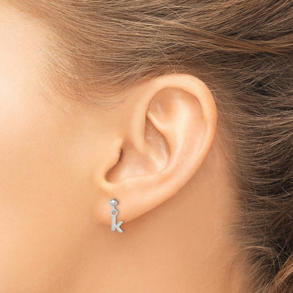 Sterling Silver Polished K Dangle Post Earrings