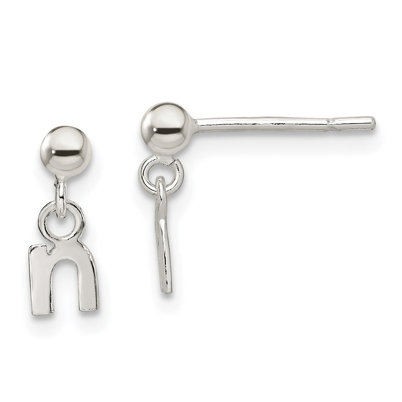 Sterling Silver Polished N Dangle Post Earrings