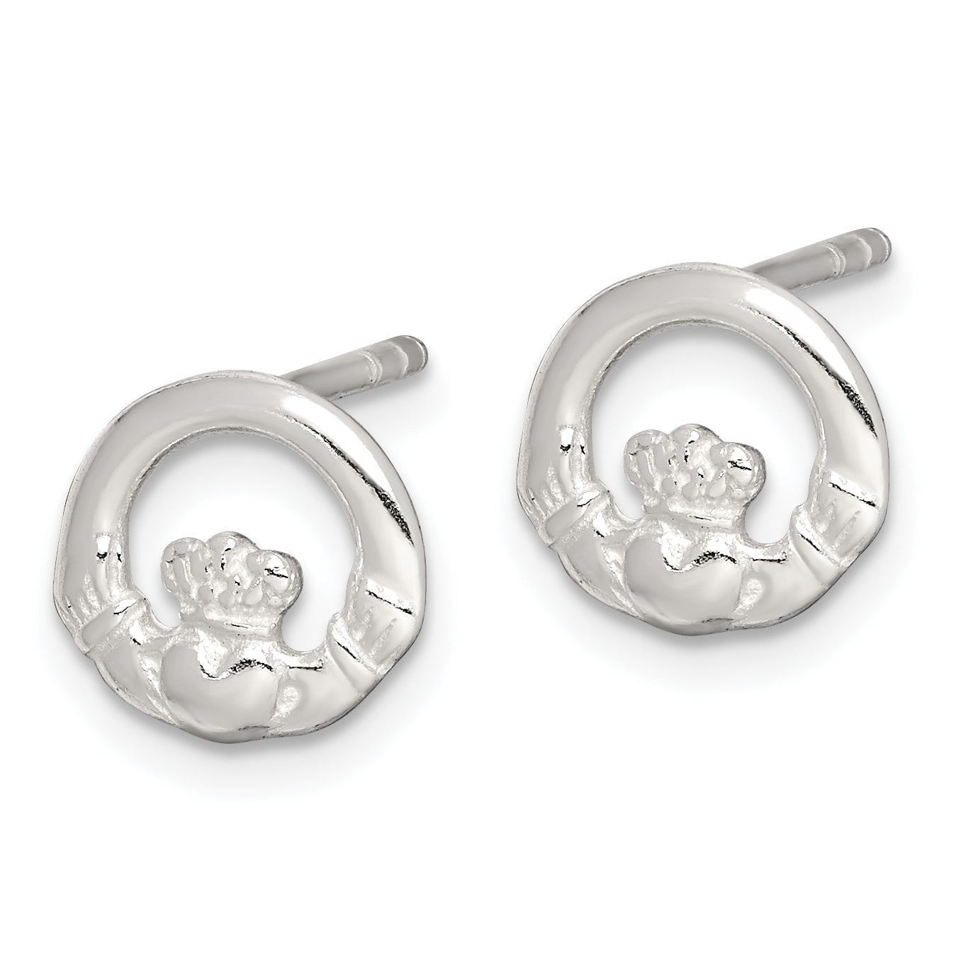 Sterling Silver Polished Claddagh Post Earrings