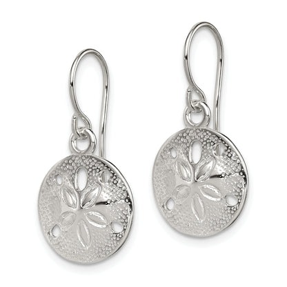 Sterling Silver Polished And Textured Sand Dollar Dangle Earrings