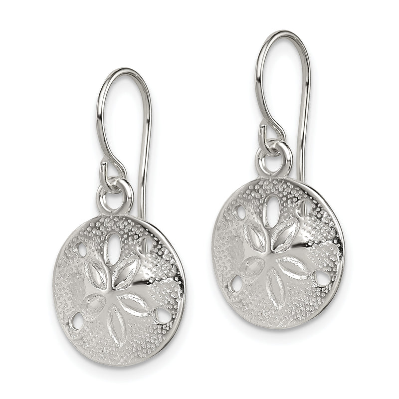 Sterling Silver Polished And Textured Sand Dollar Dangle Earrings