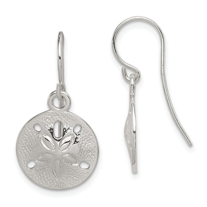 Sterling Silver Polished And Textured Sand Dollar Dangle Earrings