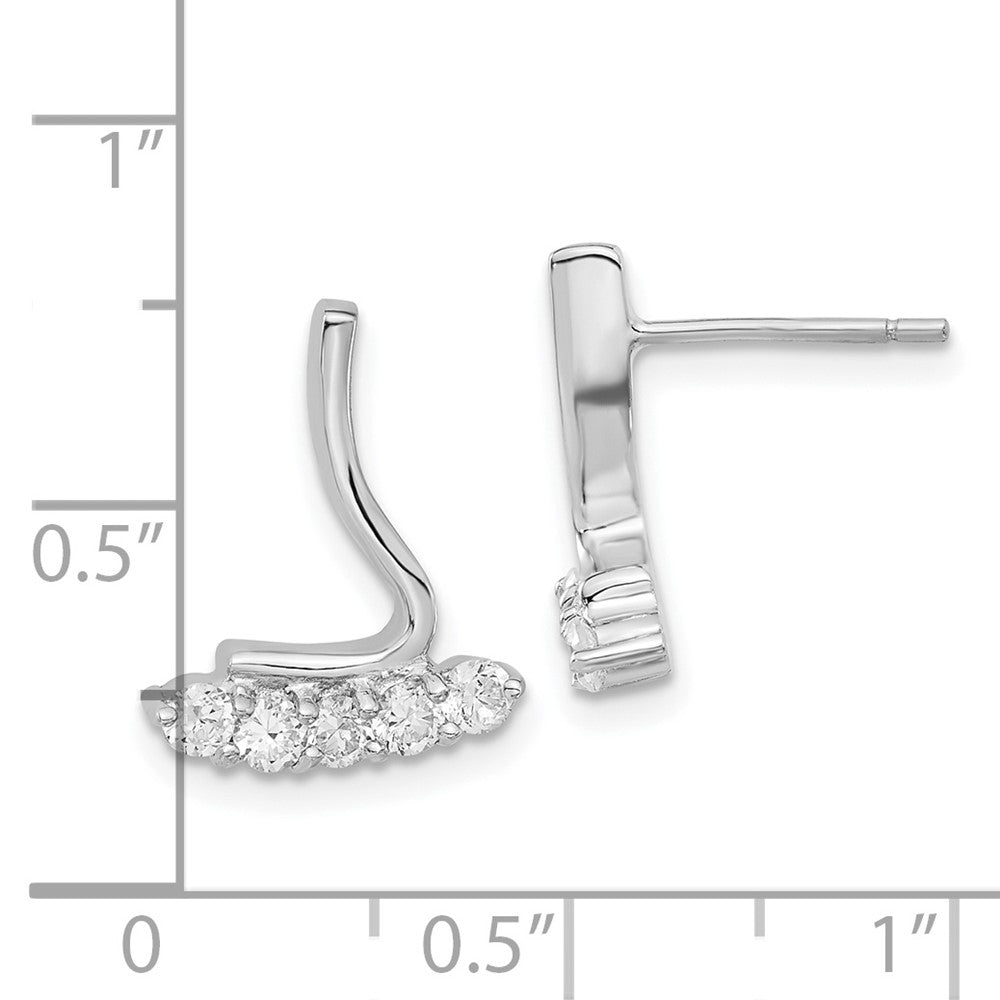 Sterling Silver Cz Post Earrings