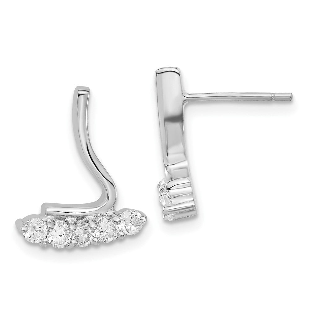 Sterling Silver Cz Post Earrings