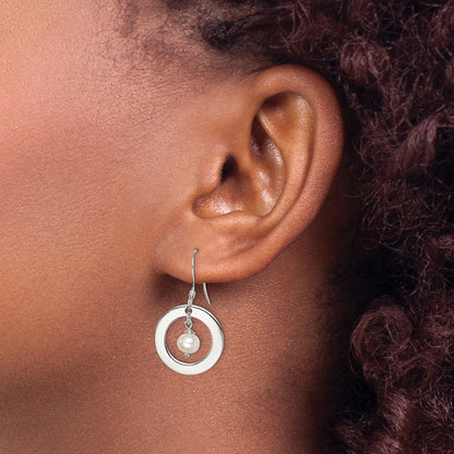 Sterling Silver White Fw Cultured Pearl Dangle Earrings