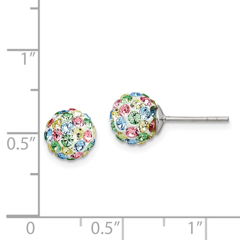 Sterling Silver Rhod-Pltd Multicolor Preciosa Crystal 7mm Post Earrings