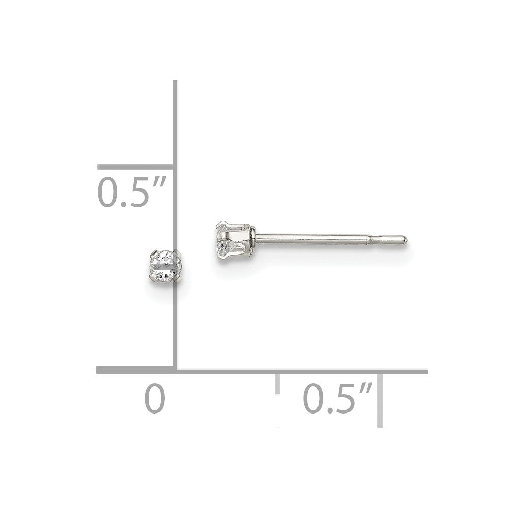 Sterling Silver Polished Children'S 2mm Round Snap Set Cz Stud Earrings
