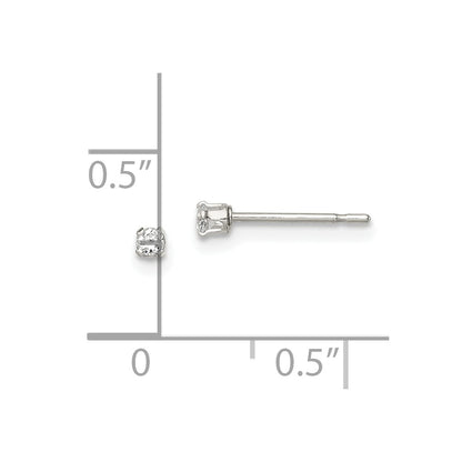 Sterling Silver Polished Children'S 2mm Round Snap Set Cz Stud Earrings
