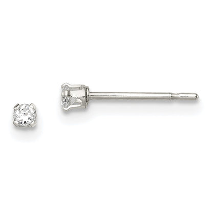 Sterling Silver Polished Children'S 2mm Round Snap Set Cz Stud Earrings