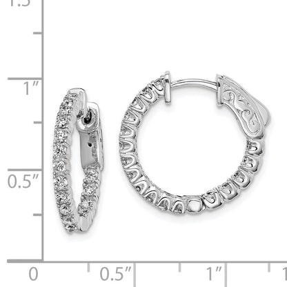 Sterling Silver Shimmer Rhodium-Plated 34 Stone 2.0mm Cz In And Out Round Hinged Hoop Earrings