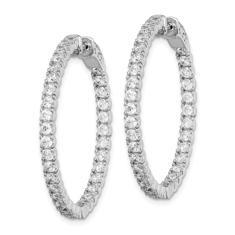Sterling Silver Shimmer Rhodium-Plated 68 Stone 2.25mm Cz In And Out Round Hinged Hoop Earrings