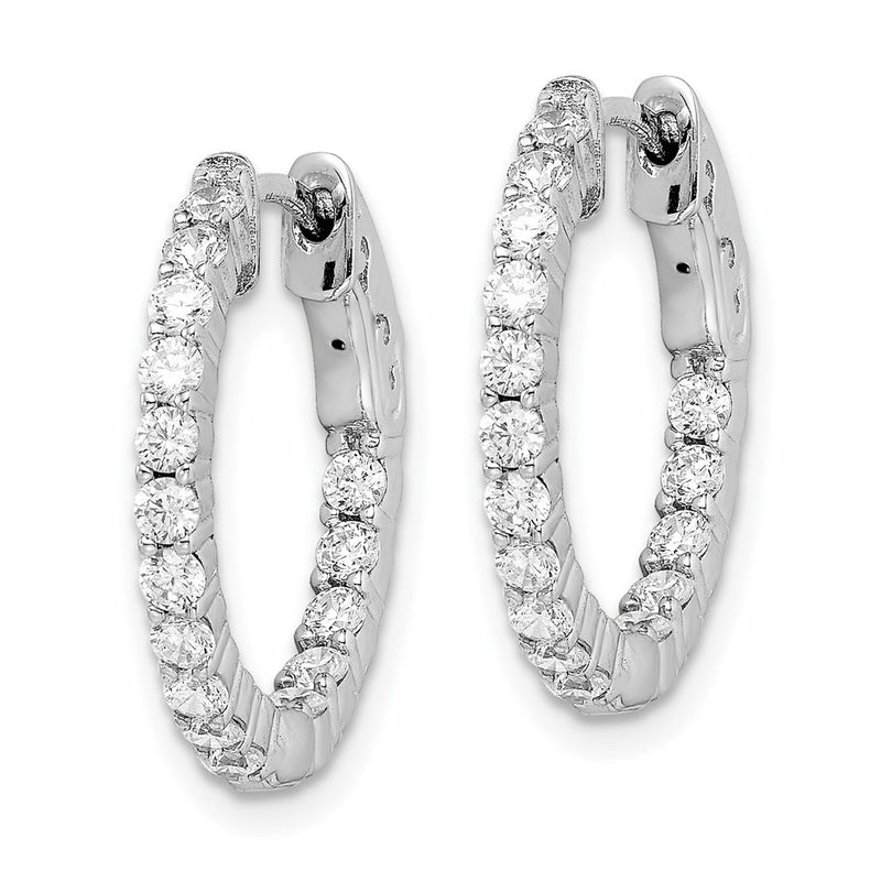 Sterling Silver Shimmer Rhodium-Plated 32 Stone 2.0mm Cz In And Out Round Hinged Hoop Earrings