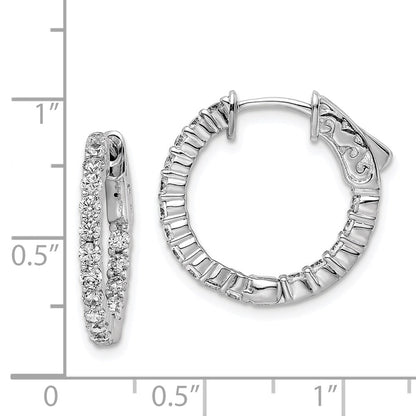 Sterling Silver Shimmer Rhodium-Plated 32 Stone 2.0mm Cz In And Out Round Hinged Hoop Earrings