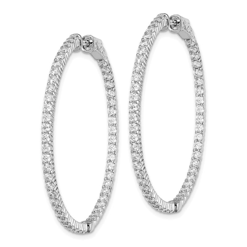 Sterling Silver Shimmer Rhodium-Plated 100 Stone 2mm Cz In And Out Round Hinged Hoop Earrings
