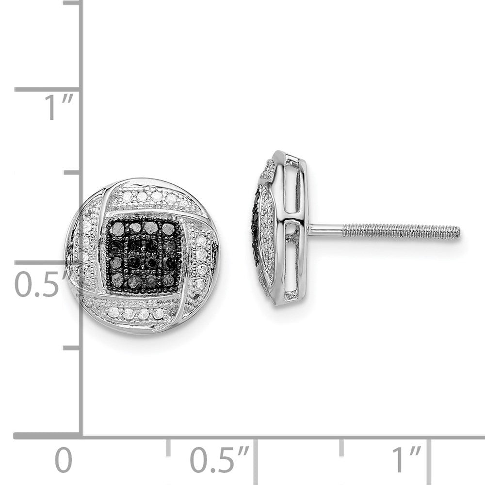 Sterling Silver White Night Rhodium-Plated Black And Diamond Post Earrings