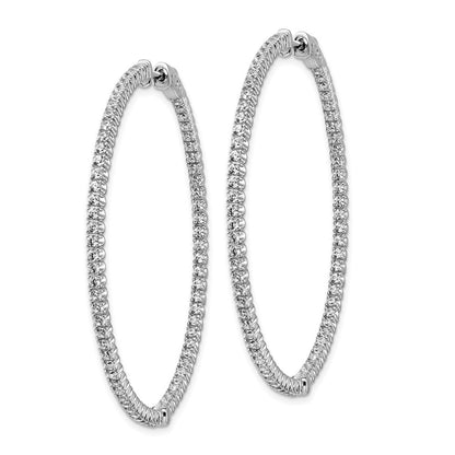 Sterling Silver Shimmer Rhodium-Plated 140 Stone 1.5mm Cz In And Out Round Hinged Hoop Earrings