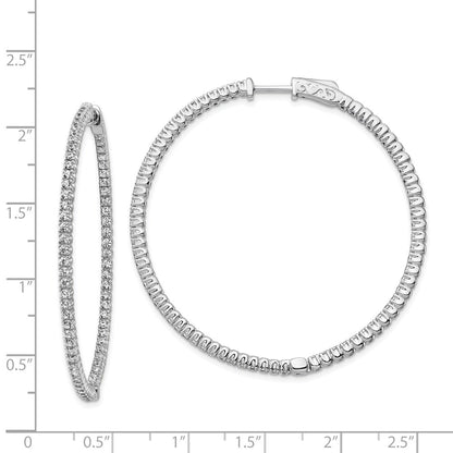 Sterling Silver Shimmer Rhodium-Plated 140 Stone 1.5mm Cz In And Out Round Hinged Hoop Earrings