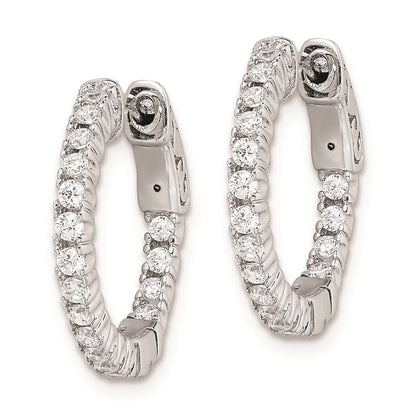 Sterling Silver Shimmer Rhodium-Plated 34 Stone 1.7mm Cz In And Out Round Hinged Hoop Earrings
