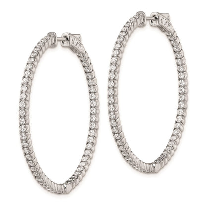 Sterling Silver Shimmer Rhodium-Plated 106 Stone 1.75mm Cz In And Out Round Hinged Hoop Earrings