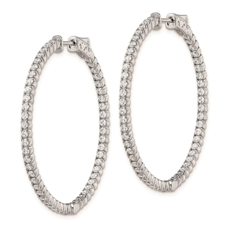 Sterling Silver Shimmer Rhodium-Plated 106 Stone 1.75mm Cz In And Out Round Hinged Hoop Earrings