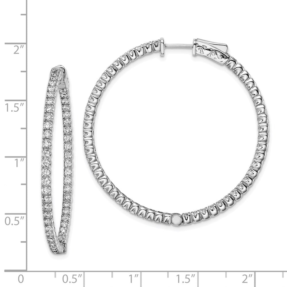 Sterling Silver Shimmer Rhodium-Plated 106 Stone 1.75mm Cz In And Out Round Hinged Hoop Earrings