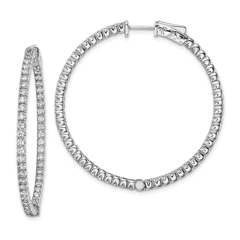 Sterling Silver Shimmer Rhodium-Plated 106 Stone 1.75mm Cz In And Out Round Hinged Hoop Earrings