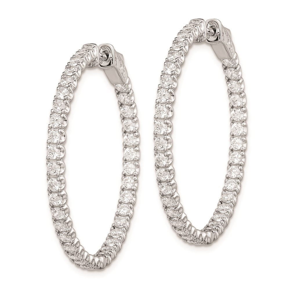 Sterling Silver Shimmer Rhodium-Plated 72 Stone 2.1mm Cz In And Out Round Hinged Hoop Earrings