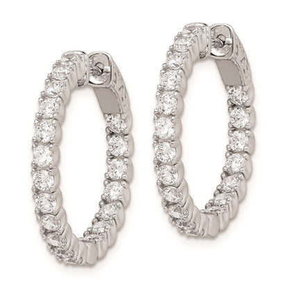 Sterling Silver Shimmer Rhodium-Plated 38 Stone 2.5mm Cz In And Out Round Hinged Hoop Earrings