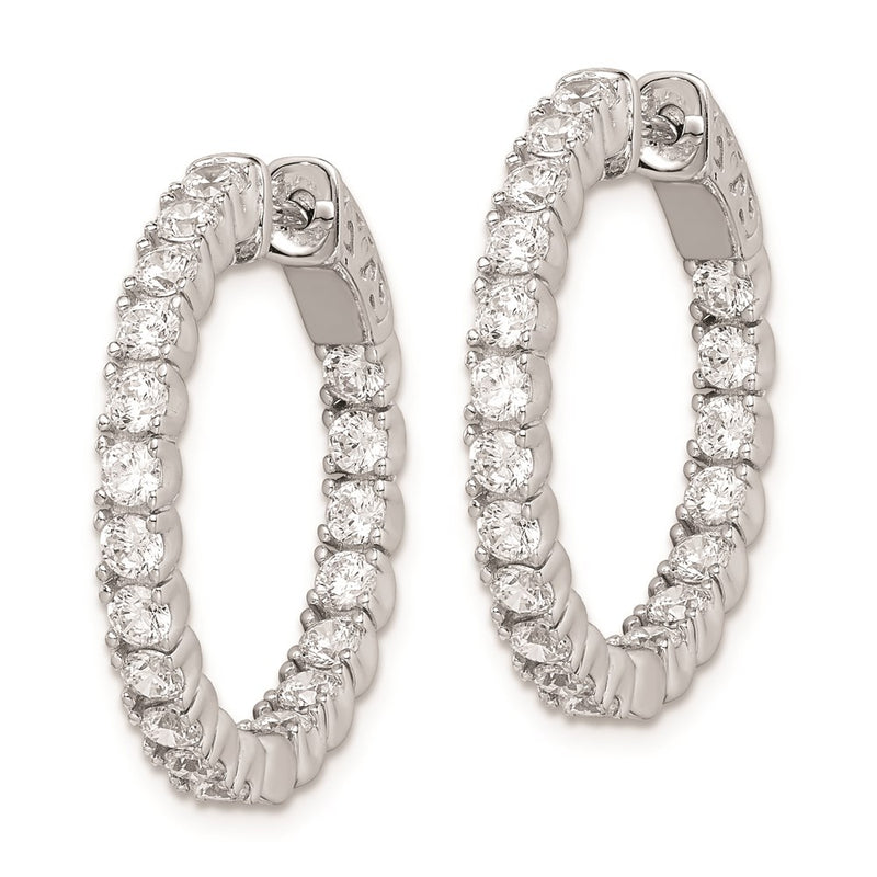 Sterling Silver Shimmer Rhodium-Plated 38 Stone 2.5mm Cz In And Out Round Hinged Hoop Earrings