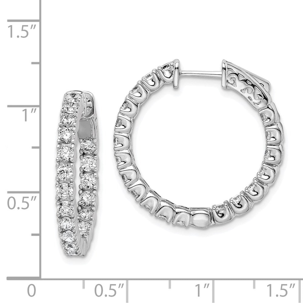 Sterling Silver Shimmer Rhodium-Plated 38 Stone 2.5mm Cz In And Out Round Hinged Hoop Earrings