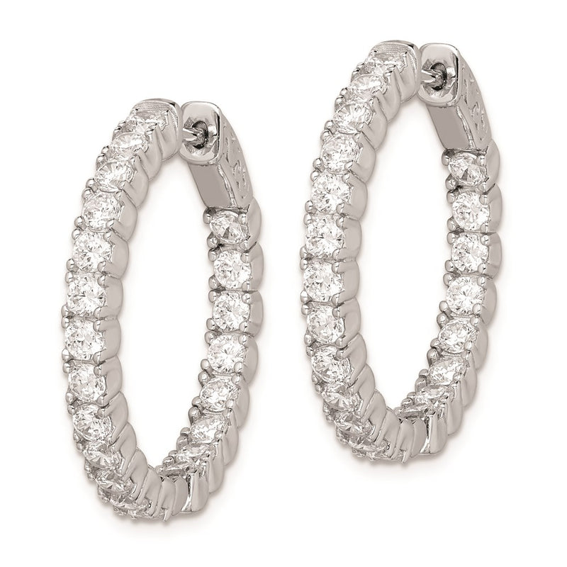 Sterling Silver Shimmer Rhodium-Plated 42 Stone 2.5mm Cz In And Out Round Hinged Hoop Earrings