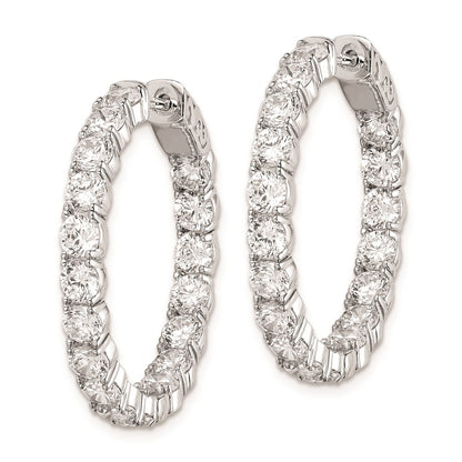 Sterling Silver Shimmer Rhodium-Plated 36 Stone 3.5mm Cz In And Out Round Hinged Hoop Earrings