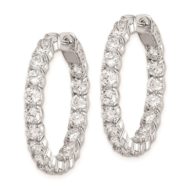 Sterling Silver Shimmer Rhodium-Plated 36 Stone 3.5mm Cz In And Out Round Hinged Hoop Earrings