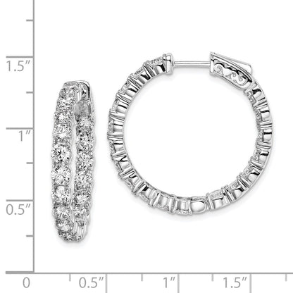 Sterling Silver Shimmer Rhodium-Plated 36 Stone 3.5mm Cz In And Out Round Hinged Hoop Earrings