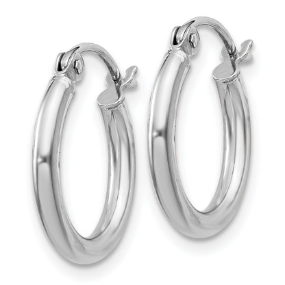 Sterling Silver Rhodium-Plated 2mm Round Hoop Earrings