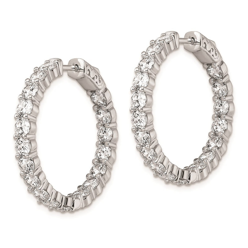Sterling Silver Shimmer Rhodium-Plated 36 Stone 3.75mm Cz In And Out Round Hinged Hoop Earrings