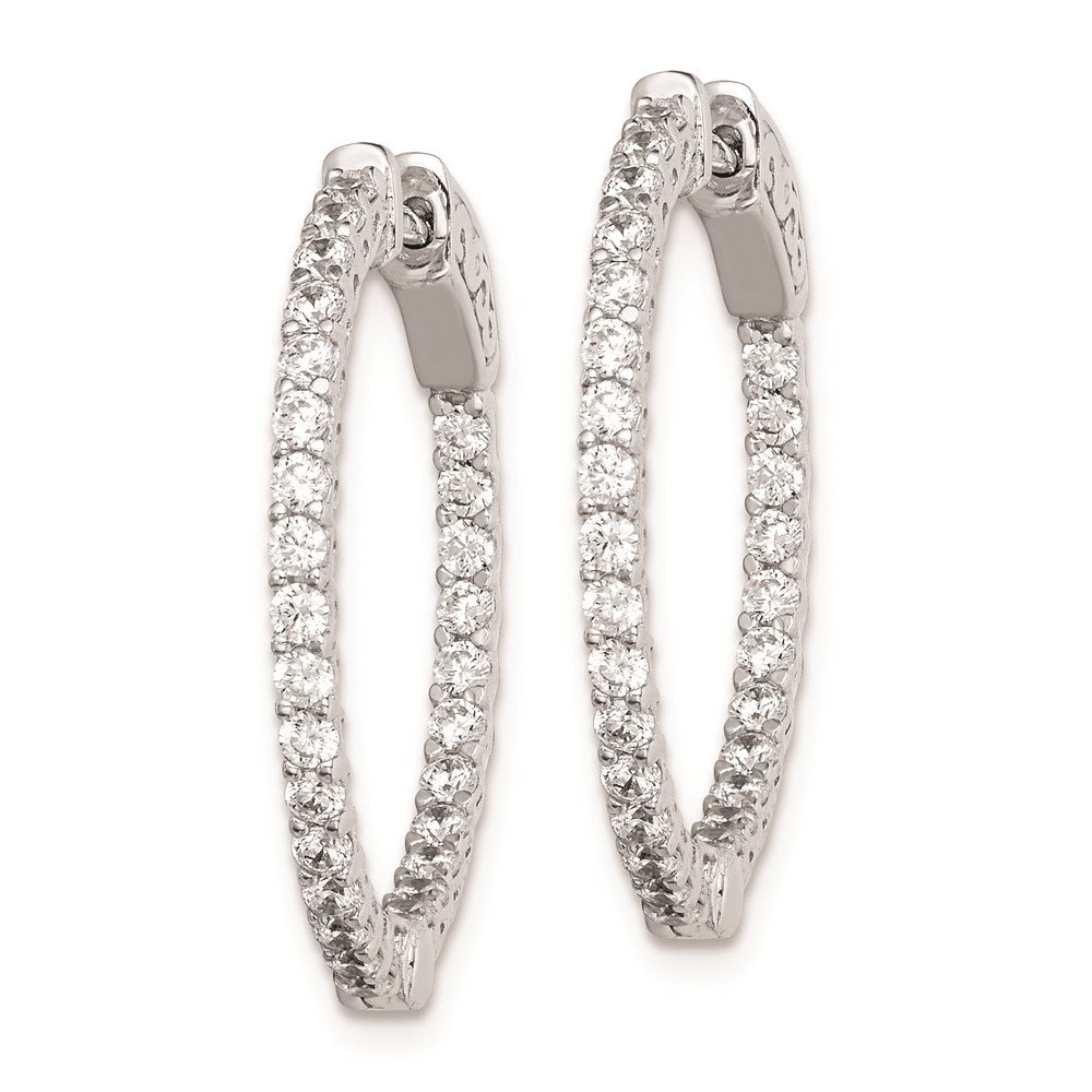 Sterling Silver Shimmer Rhodium-Plated 56 Stone 1.7mm Cz In And Out Round Hinged Hoop Earrings