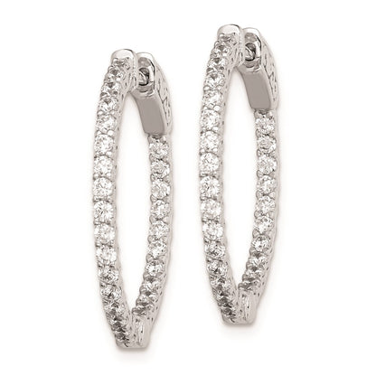 Sterling Silver Shimmer Rhodium-Plated 56 Stone 1.7mm Cz In And Out Round Hinged Hoop Earrings