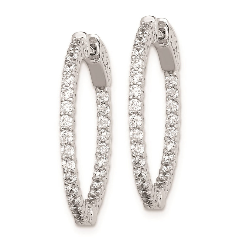 Sterling Silver Shimmer Rhodium-Plated 56 Stone 1.7mm Cz In And Out Round Hinged Hoop Earrings