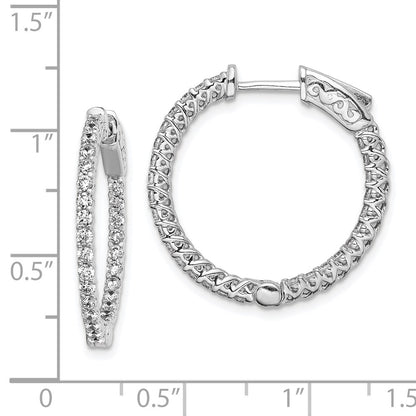 Sterling Silver Shimmer Rhodium-Plated 56 Stone 1.7mm Cz In And Out Round Hinged Hoop Earrings