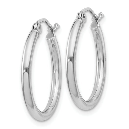 Sterling Silver Rhodium-Plated 2mm Round Hoop Earrings
