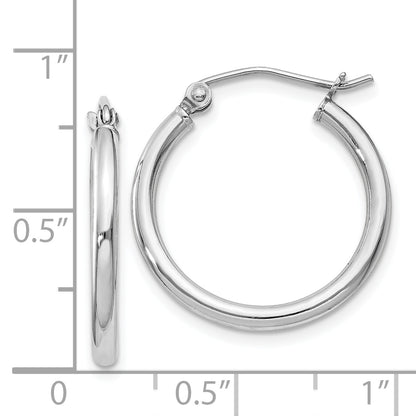 Sterling Silver Rhodium-Plated 2mm Round Hoop Earrings