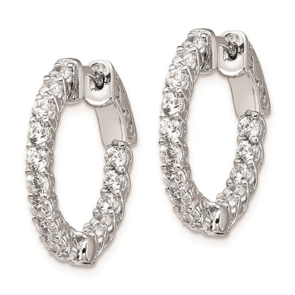 Sterling Silver Shimmer Rhodium-Plated 30 Stone 2.3mm Cz In And Out Round Hinged Hoop Earrings