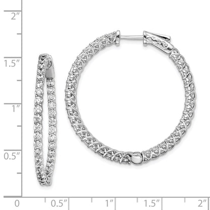 Sterling Silver Shimmer Rhodium-Plated 70 Stone 2.3mm Cz In And Out Round Hinged Hoop Earrings