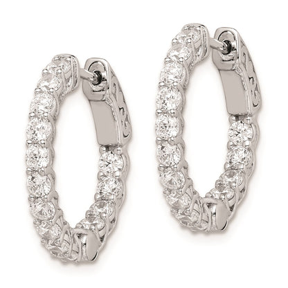 Sterling Silver Shimmer Rhodium-Plated 26 Stone 2.5mm Cz In And Out Round Hinged Hoop Earrings