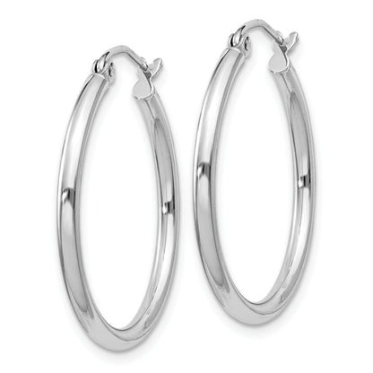 Sterling Silver Rhodium-Plated 2mm Round Hoop Earrings