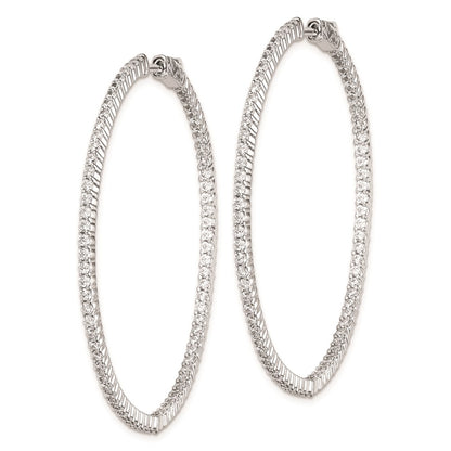 Sterling Silver Shimmer Rhodium-Plated 150 Stone 1.7mm Cz In And Out Round Hinged Hoop Earrings